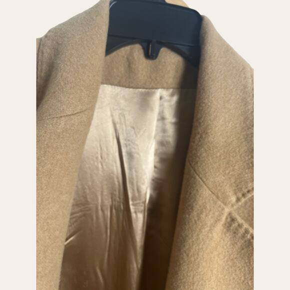 Fleurette Tan Camel Hair Double Breasted Overcoat Size Medium - Picture 3 of 14